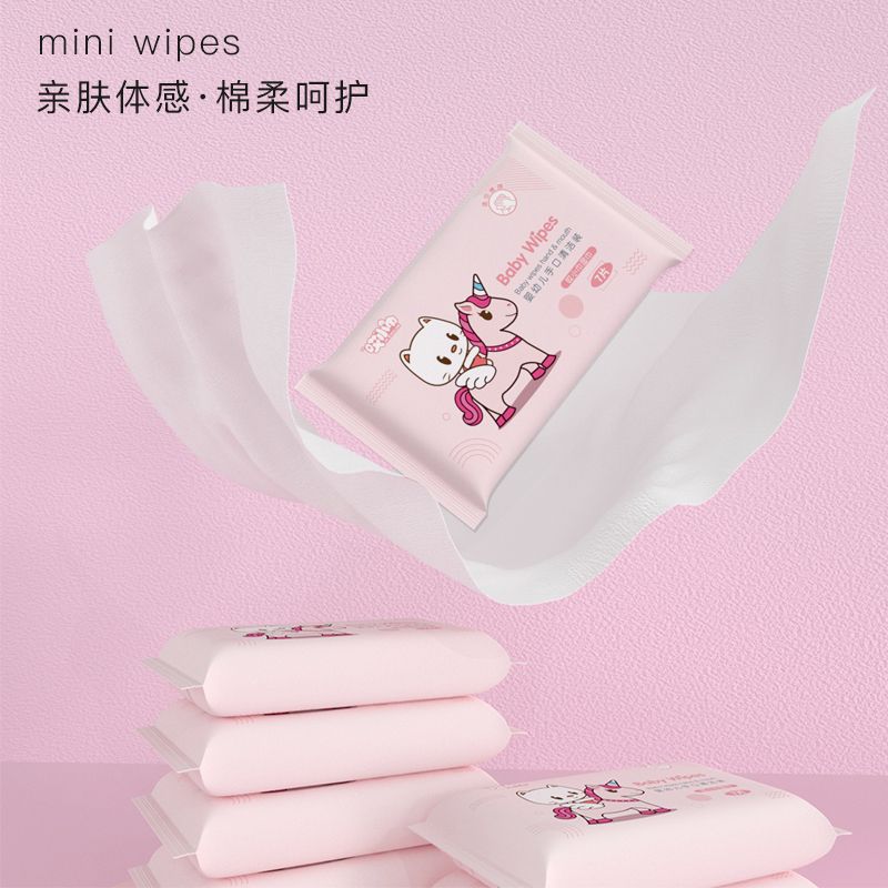 哎小巾1提9包婴儿手口湿巾棉柔质感细腻不掉絮迷你便携湿巾母婴家用高清大图