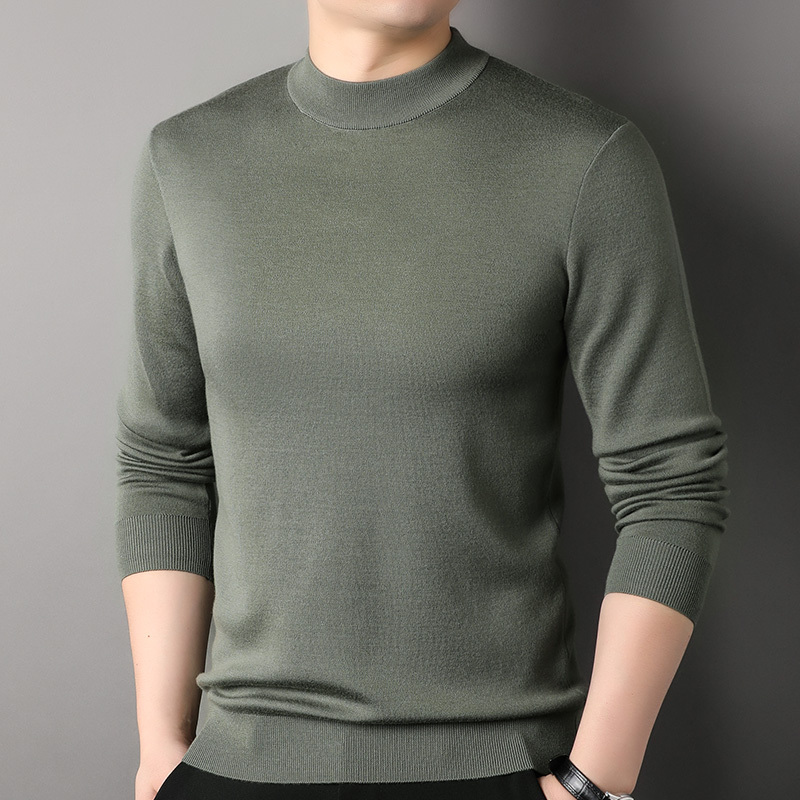 可机洗加厚精纺羊绒衫男半高领100%纯羊绒打底衫春秋纯羊毛针织衫毛衣宽松大码套头加厚男装打底羊毛衫EERDS高端羊绒衫