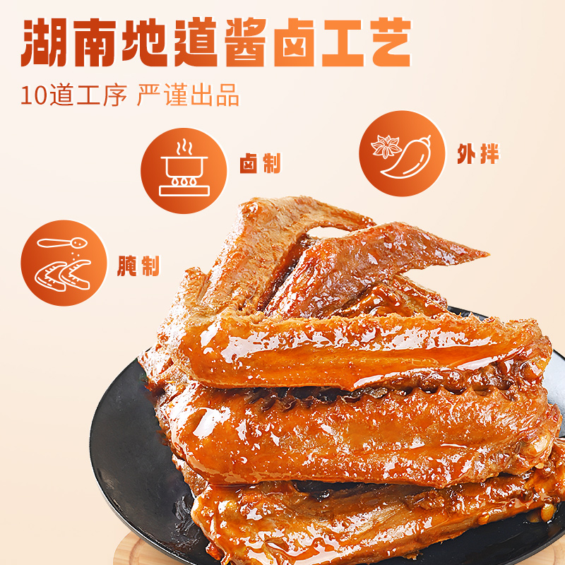 盐津铺子香卤鸭翅酱香味20个鸭肉熟食卤味零食夜宵下酒菜即食食品小吃解馋高清大图