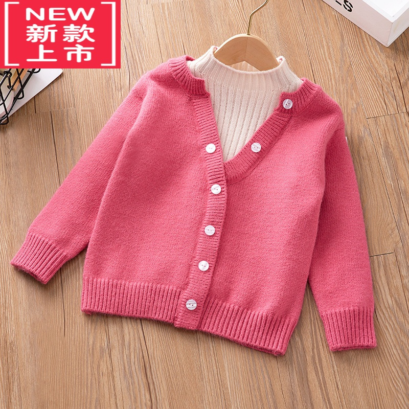 可莉允女童毛衣秋冬装新款小宝宝针织衫加厚儿童上衣外穿春秋季大童外套