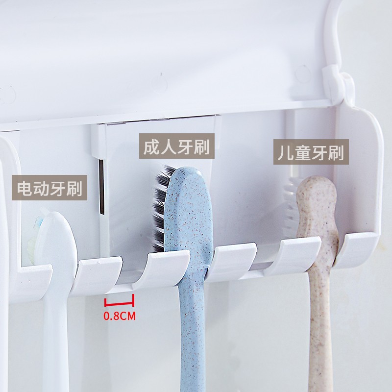 牙膏牙刷置物架牙刷架牙膏架吸壁式卫生间全自动挤牙膏器套装牙膏挤压器套装 白色塑料clevermama