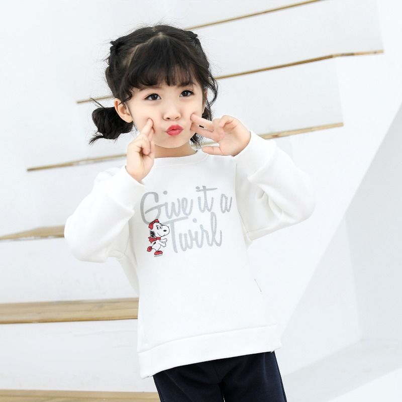 史努比(SNOOPY)女童加绒卫衣春秋冬长袖圆领套头卫衣100-130cm