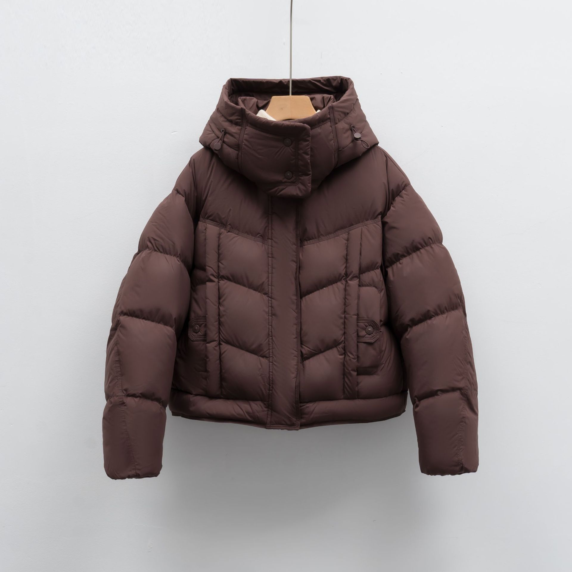 90绒新国标羽绒服女纯色加厚冬季短款鸭绒新款羽绒服_78524 咖色 L