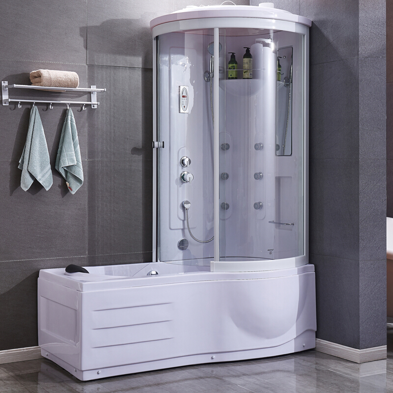 整体淋浴房带浴缸长方形一体式家用卫生间浴室弧扇形泡澡冲凉房波迷娜