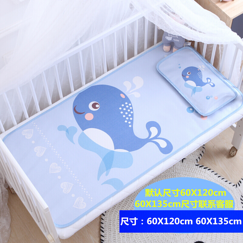 婴儿床凉席幼儿园宝宝午睡冰丝席儿空席儿童夏季透气软席子150X80cm:拍此备注花型120cmX60cm