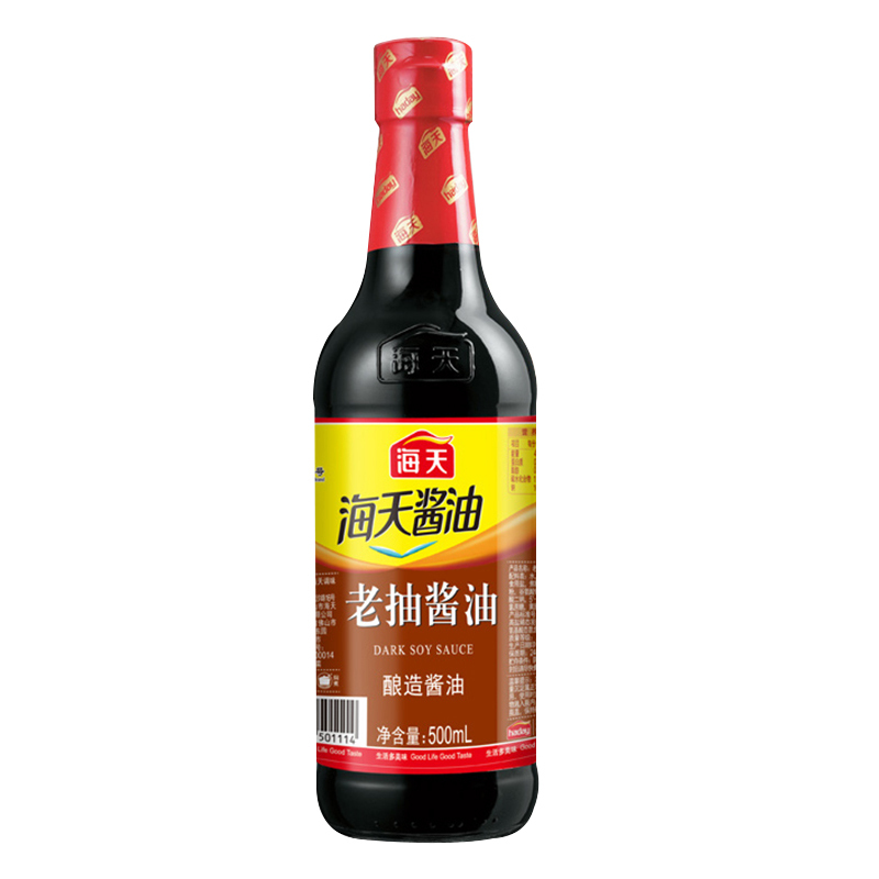 海天老抽酿造健康酱油调味品原料调料500ml/1瓶装家用黄豆酿酱油苏宁宜品推荐