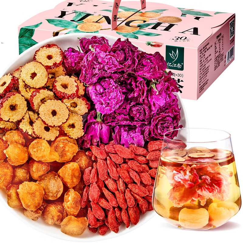 忆江南 300g桂圆红枣枸杞玫瑰花茶盒装-古法致养max补果气茶血养生茶实用伴手礼