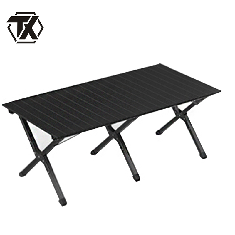 铁迅露营野餐轻便折叠金属蛋卷桌X82 张 黑色