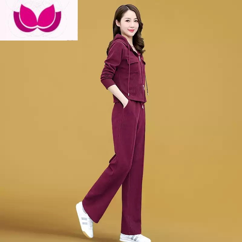 七斓运动服套装休闲女装2023新款春装时尚洋气时髦春季直筒裤子套高清大图