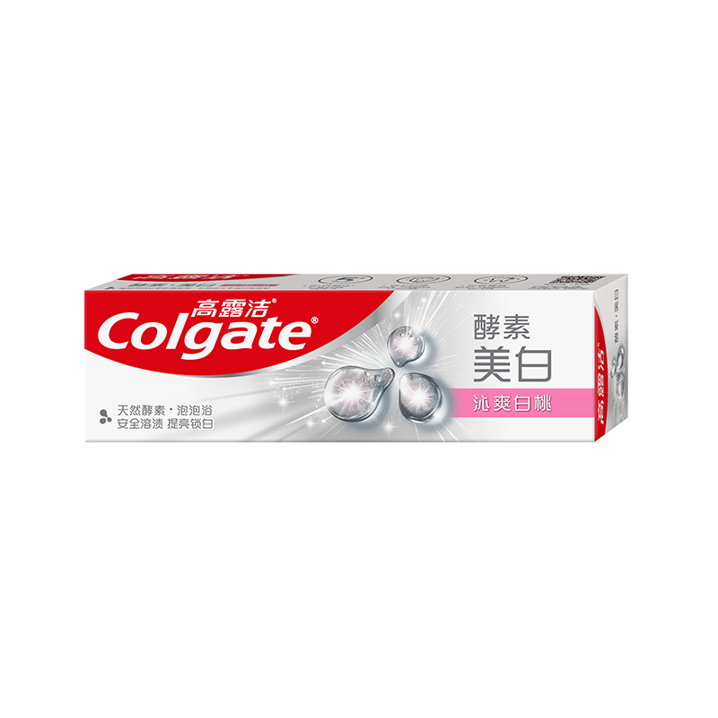 高露洁(colgate)活性酵素美白牙膏120g 沁爽白桃味 清新去口气