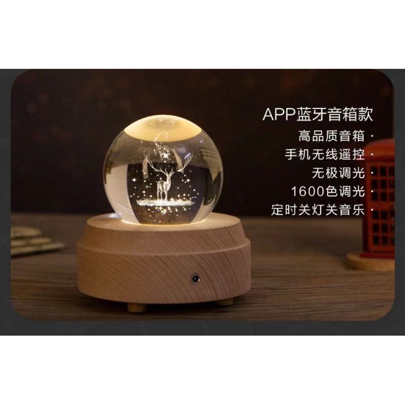 创意精品男女生日圣诞情人新年闺蜜十二星座刻字水晶球音乐盒 三维工匠 无旋转app蓝牙音乐盒无旋转支持蓝牙高清大图