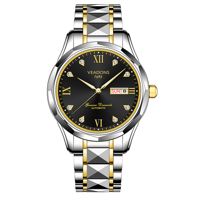 正品威顿veadons机械表男士手表全自动机械表时尚商务双历男表防水