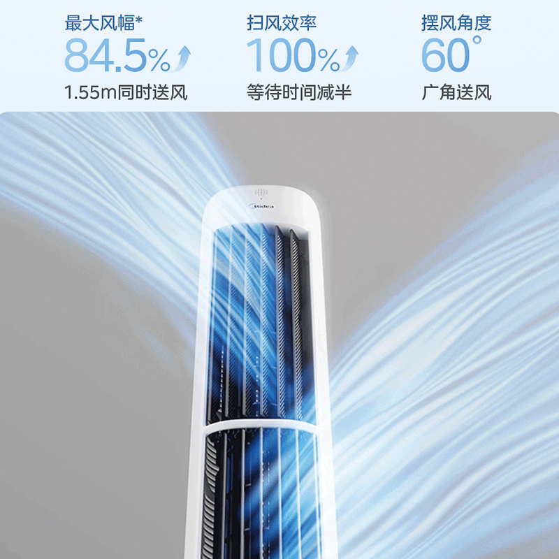 美的电风扇塔扇家用立式轻音落地无叶电扇节能卧室广角送风摇头风扇ZAJ09JX高清大图
