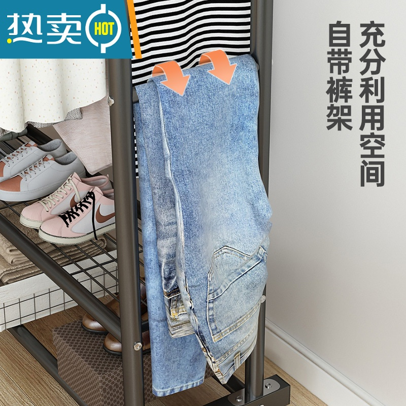 敬平晾衣架落地卧室家用凉衣杆折叠挂衣架室内简易收纳阳台晒衣服架子 1.5米-特粗双杆双层置物-黑色[送万向轮]⭐25管粗