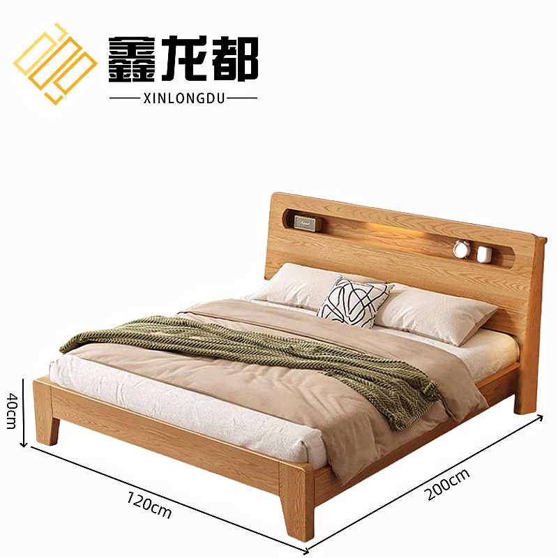 鑫龙都床 橡胶木高清大图