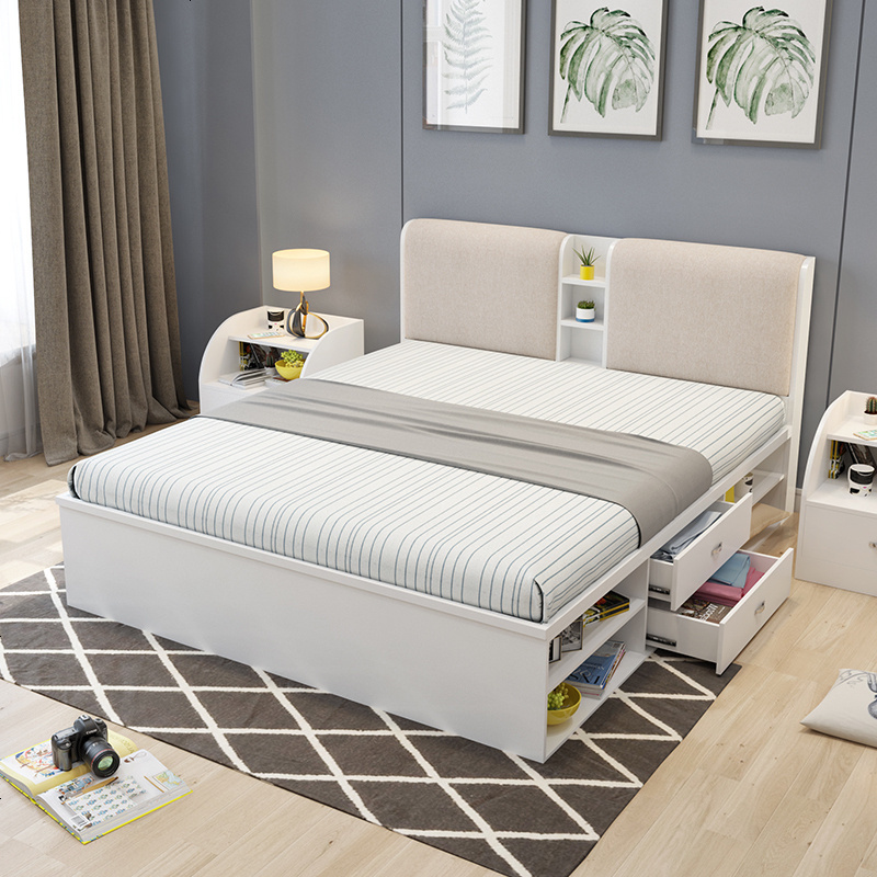 板式床卧室1.5米气动高箱床1.8米储物床带软包收纳床带抽屉家具欧因视