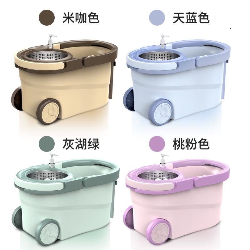 拖把杆旋转通用式免手洗拖把家用自动懒人一拖地墩布桶拖布净图片