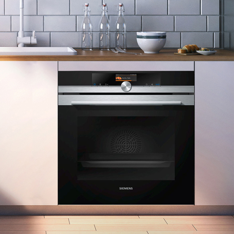 SIEMENS/西门子 德国进口嵌入式家用电烤箱 HB676GCS1W（单点烤肉探针）微电脑式光波烧烤微波20L