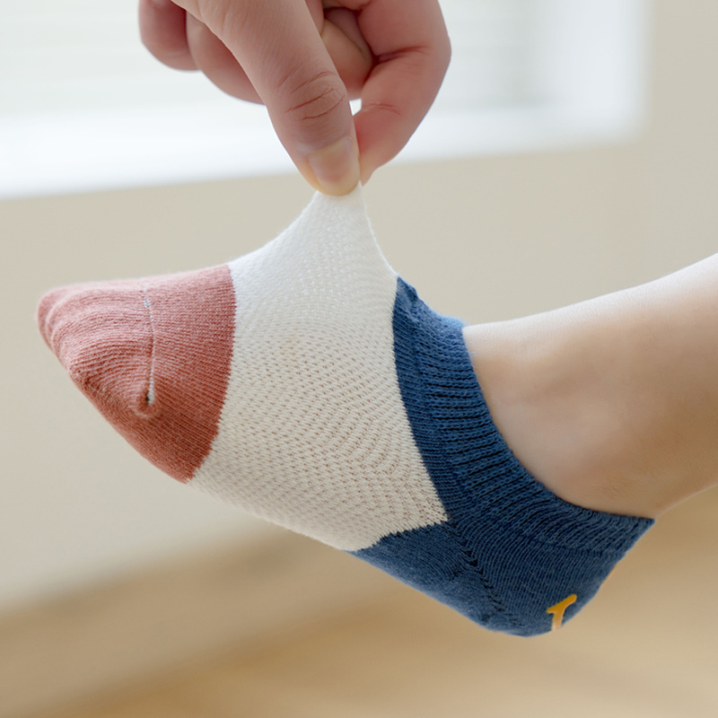 盛世尼曼夏季儿童袜子薄款透气短袜棉袜网眼女孩船袜312岁男童隐形