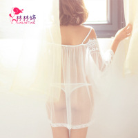 情趣内衣透明露乳装蕾丝诱惑性感浴袍成人女式女式情趣睡衣 性感情趣内衣家居服开裆三点式蕾丝睡衣透视装激情套装用品女