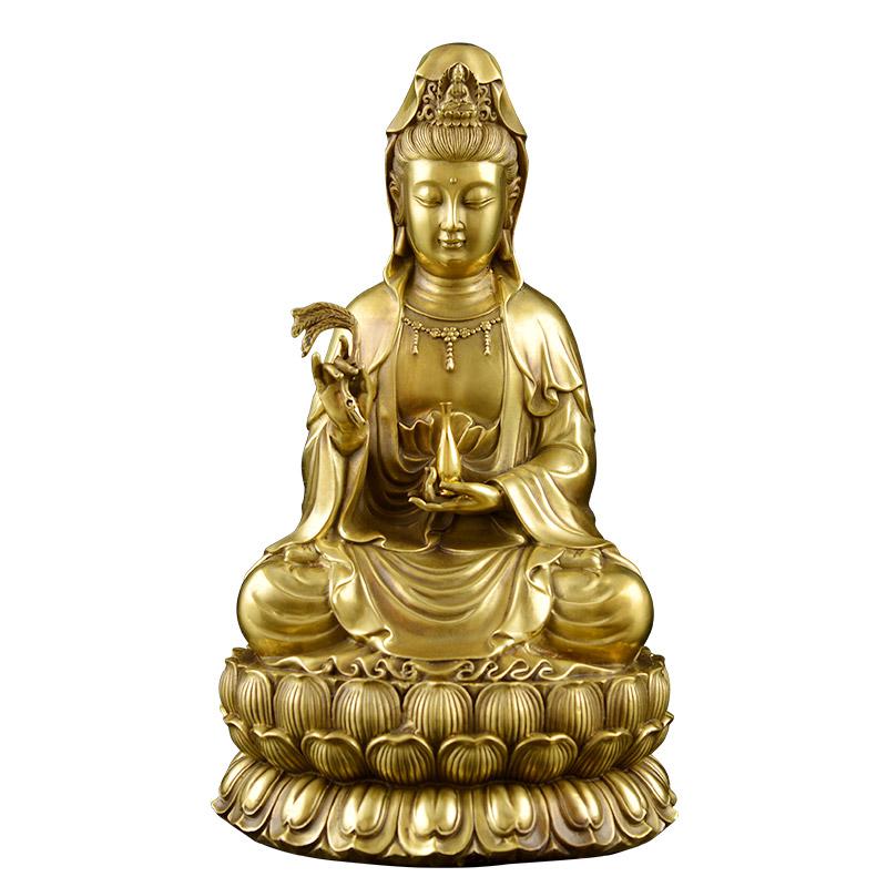 家柏饰(CORATED)铜观音佛像摆件净瓶观音佛堂供奉观世音菩萨摆件高清大图