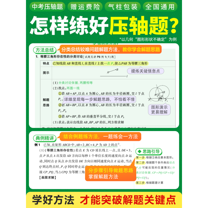 [几何+函数]2本套装 初中通用 [正版]2024数学物理化学压轴题专项训练 初二初三初中数学几何二次函数方法大全 八九