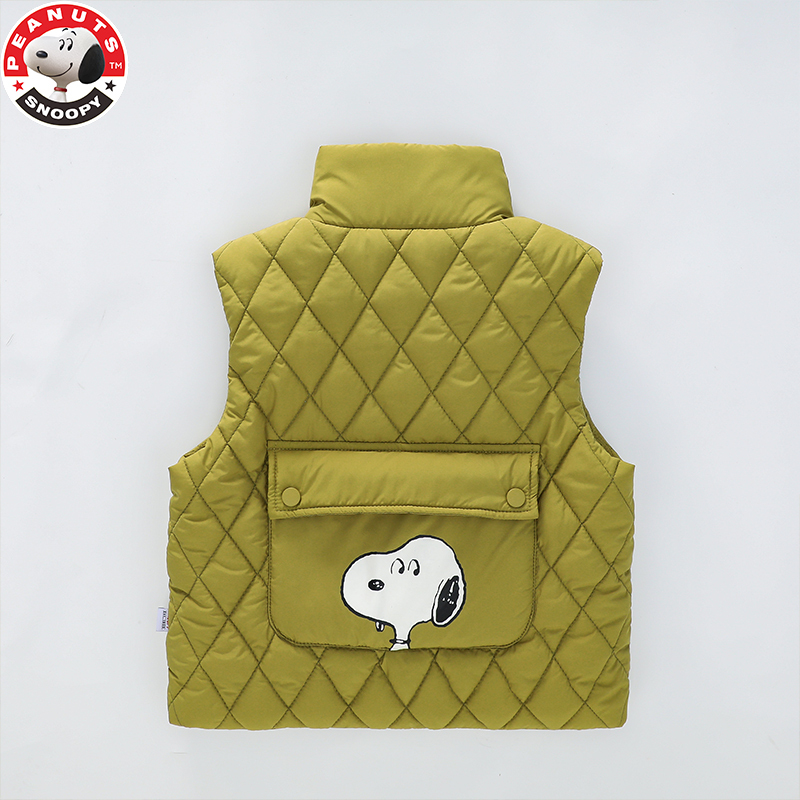 史努比(SNOOPY)童装儿童菱形格大口袋夹棉马甲男女同款秋冬马甲SXM326