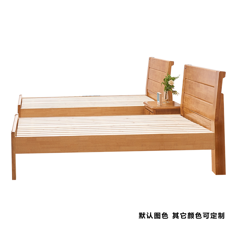 广亿隆实木床配床头柜( 1.0米床*2张配床头柜*1个）WH-TCG1021#D/套