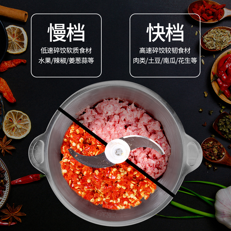 金正 （NINTAUS）绞肉机 家用 自动不锈钢电动绞馅机绞菜切菜料理机婴儿辅食搅拌机饺子馅制作机 剁辣椒机器