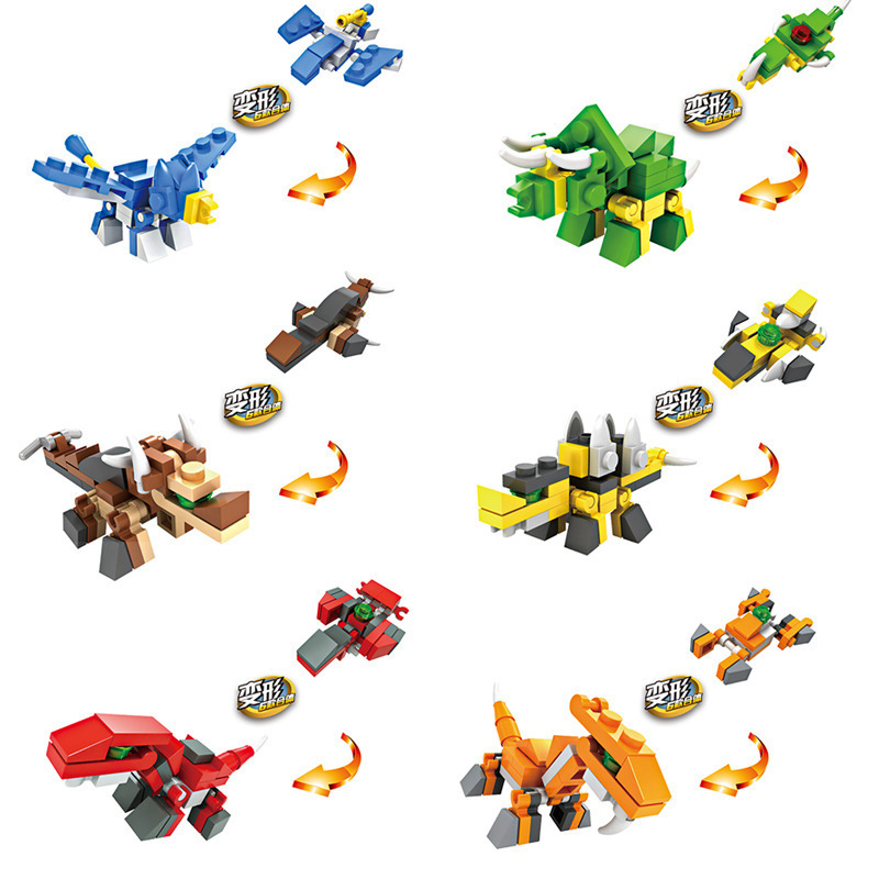 兼容乐高拼装积木动物小恐龙侏罗纪男孩子力组装儿童拼插玩具恐龙6合