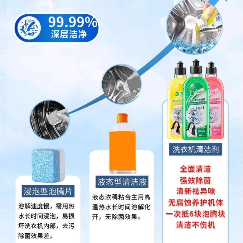沫檬洗衣机清洁除菌液 混装 500ml*3瓶高清大图