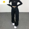 FISH BASKET国潮ins嘻哈街头美式绑带直筒工装宽松牛仔裤男女长裤