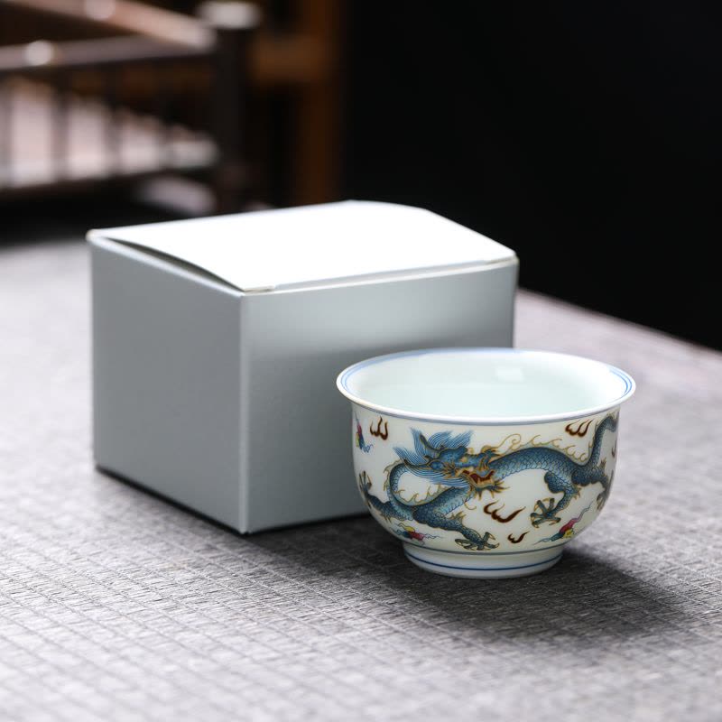 MULTIPOTENT主人杯功夫茶杯陶瓷龙年如是杯薄胎瓷品茗杯伴手礼盒图片