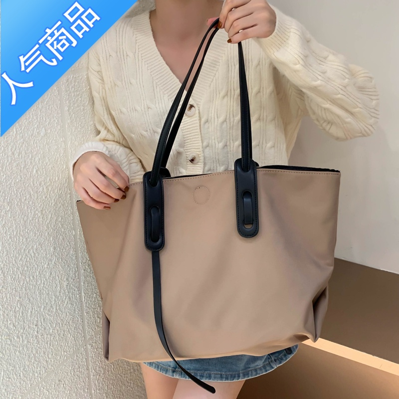 封后2022新款韩版通勤托特包女大容量手提包牛津布简约单肩子母大包潮