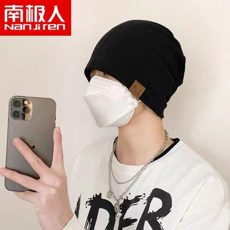 帽子男潮春秋加绒套头睡帽包头帽针织帽冬天保暖堆堆帽