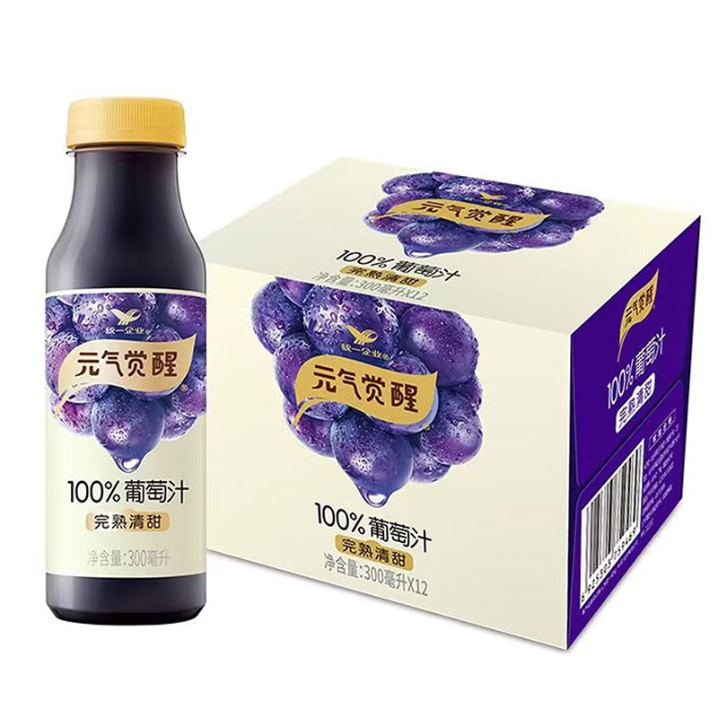 统一 元气觉醒100%葡萄汁 300ml*12瓶 箱