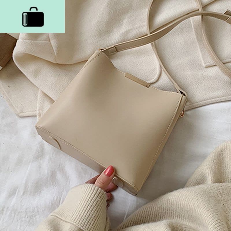 上新包包女2020新款质感拼接纯色磁扣百搭水桶子母包单肩包斜挎包NEW LAKE女斜挎包图片