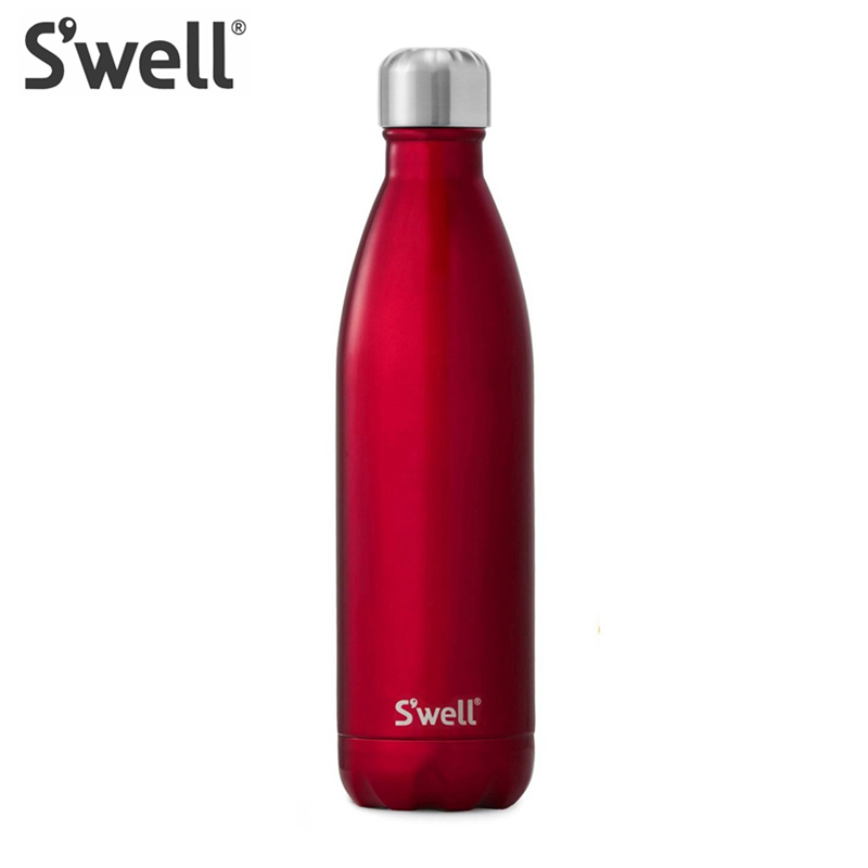 美国S’well 保温杯 LWB-RED06 750ml红色皮划艇不锈钢保温保冷水杯男女便携式情侣杯