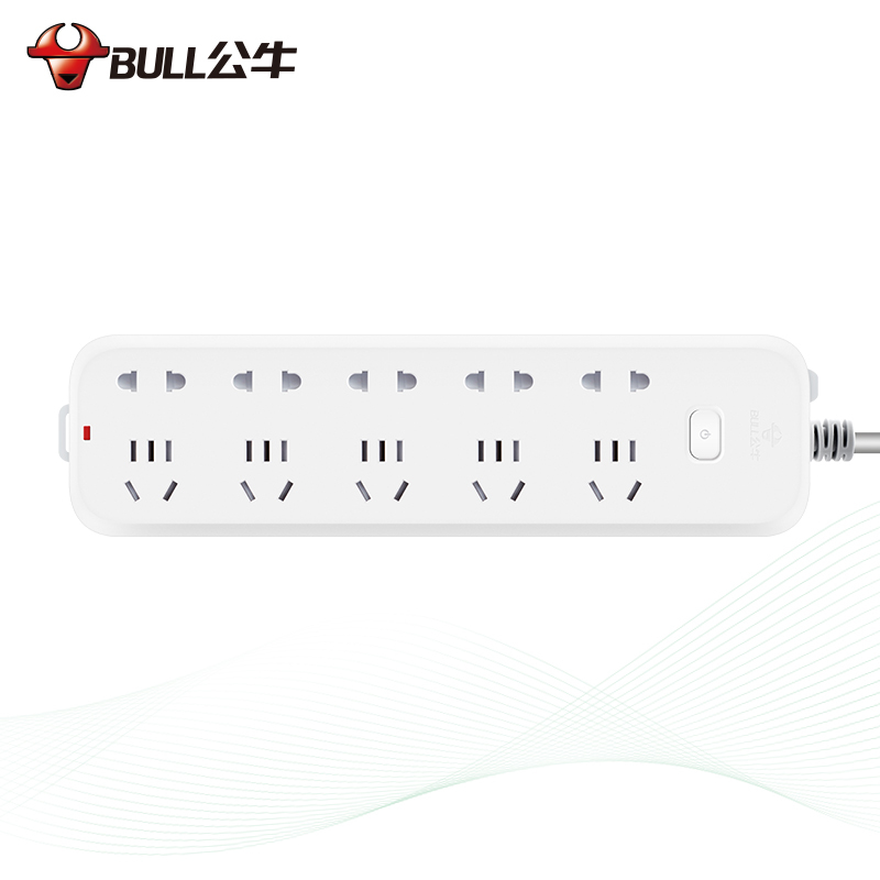 公牛(BULL)插座 GN-B5550新国标10插位总控开关全长1.8米 带保护门电源插座/接线板/拖线板
