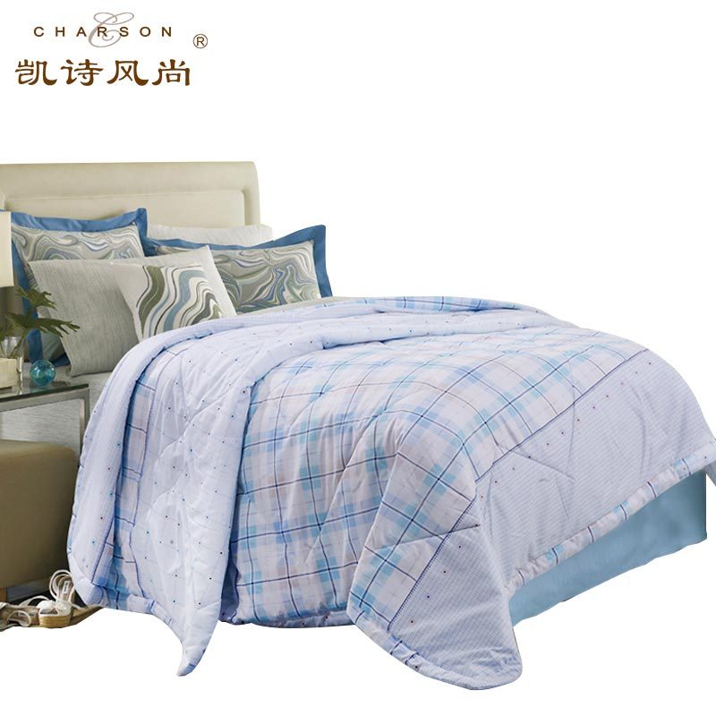 凯诗风尚(CHARSON)夏被 磨毛格子夏被 可机洗被子绗缝被芯玛格空调被1.5*2m