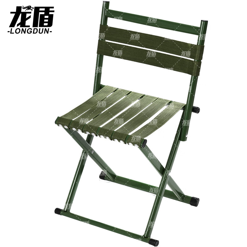 龙盾 户外单人折叠椅折叠靠背马扎小凳子钓鱼椅排队军训50轻便军绿