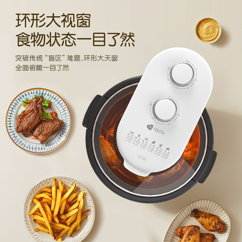 艾青春(AIYOUth)家用多功能低脂健康无油加热烘烤可视空气炸锅 AM501高清大图