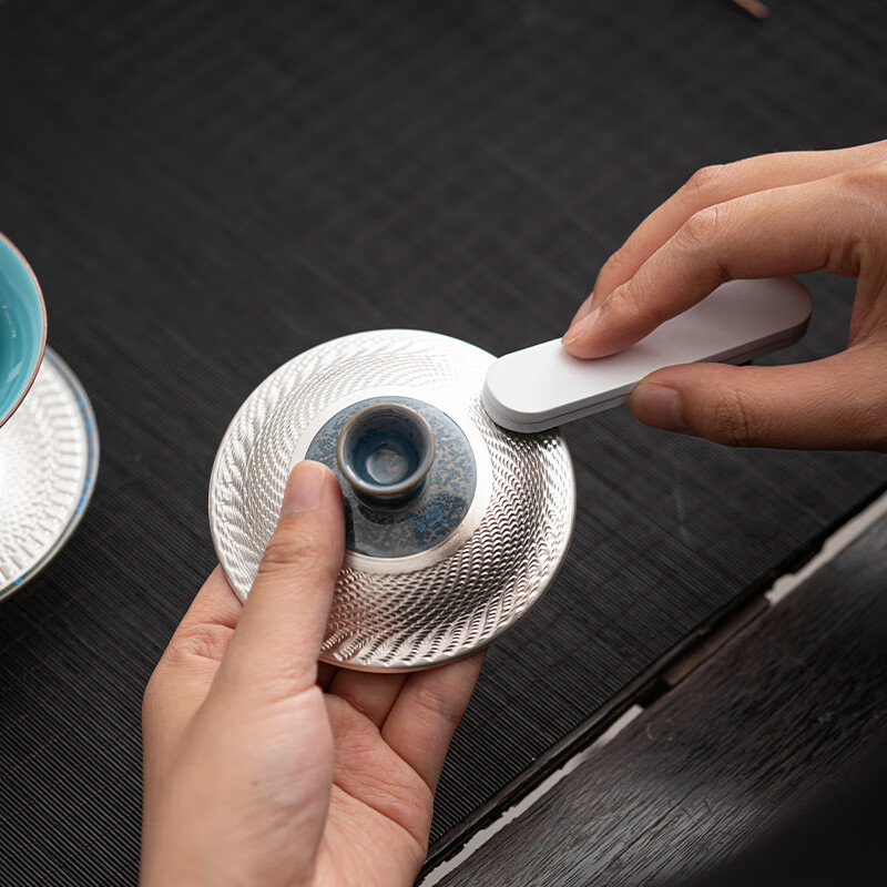 苏氏陶瓷/SUSHI CERAMICS J143 国礼蓝黛鎏银三才盖碗大套组功夫茶具非遗大师郑文强作品 (单位:套)高清大图