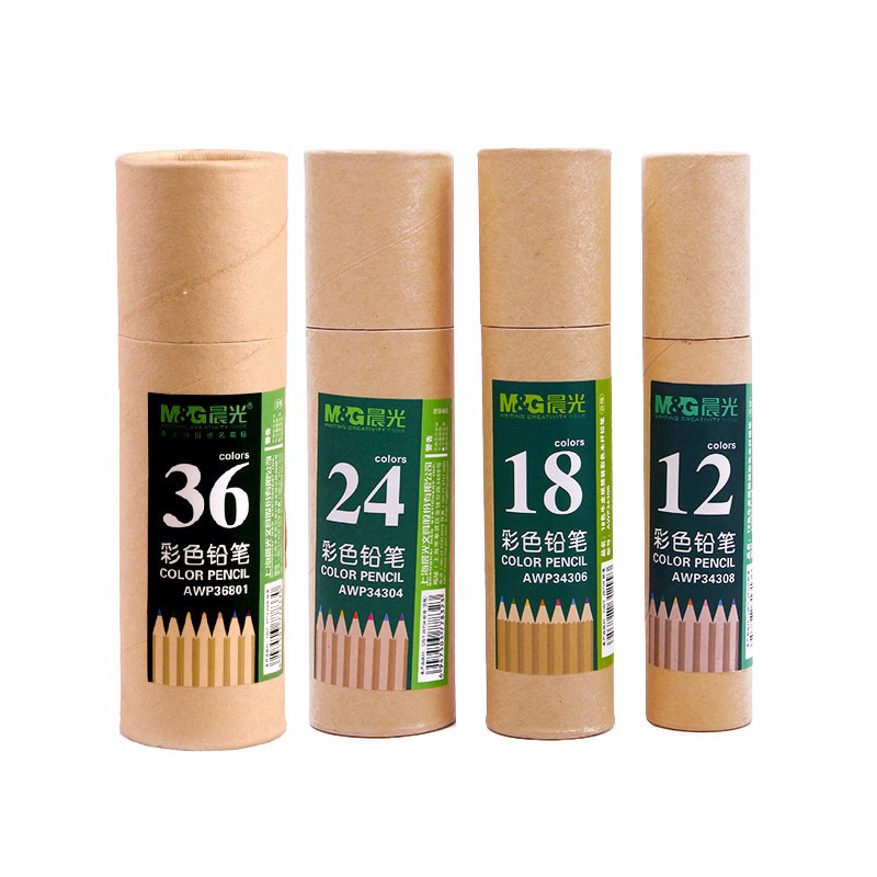 晨光(M&G)AWP34308彩色铅笔12色彩铅 彩色铅笔 涂色笔 绘画木头铅笔牛皮纸筒装