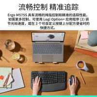 罗技(Logitech G)ERGO M575无线轨迹球蓝牙鼠标人体工学Mac笔记本电脑电池款办公家用珍珠白(升级轻音)