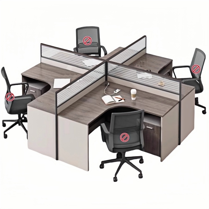 悦兴诚十字型办公桌含柜2800*2400*1100mm套高清大图