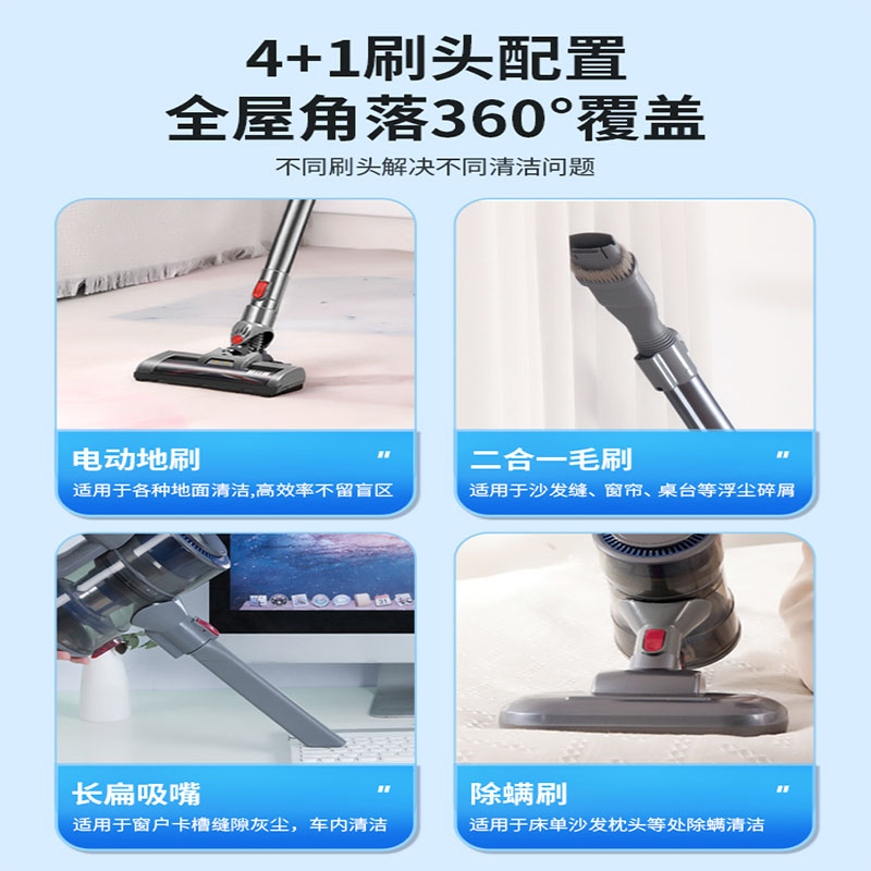 海尔(Haier)无线吸尘器家用大吸力吸尘机吸拖地一体机强力除螨手持式 HZ-G7S[吸尘器+紫外线除螨仪]高清大图