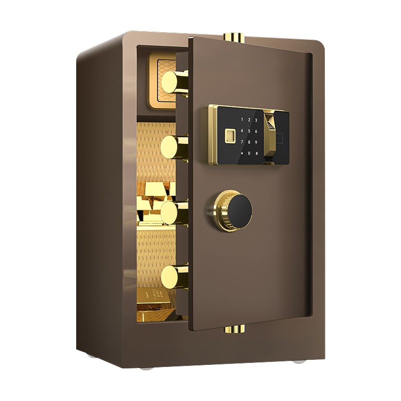 臻远ZY-NW-BXGS-44全钢实心保险柜办公防盗保险箱 高70cm咖色指纹款