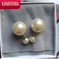 KAMIXIWAD迪双面大小珍珠S银耳钉韩国女简约气质个性 耳饰网红耳环