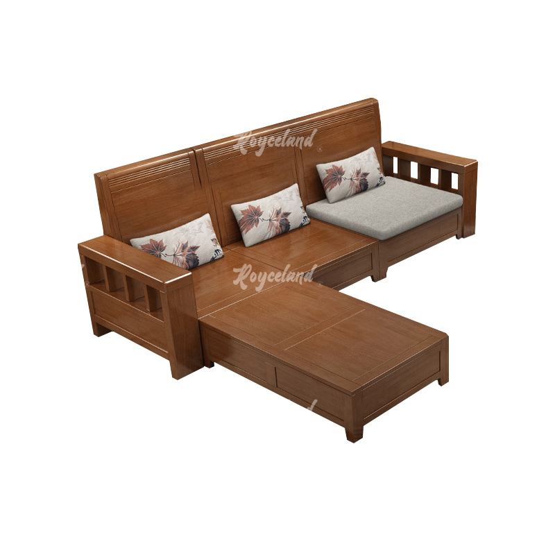 洛诗莲 LSL4031205实木沙发简约冬夏两用客厅沙发 三人贵妃位